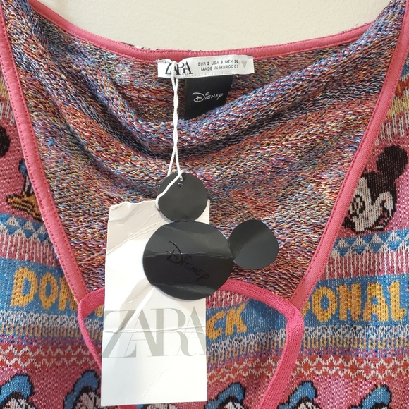 Zara x Disney - Mickey Mouse & Donald Duck Jacquard Halter Dress - Size S (NWT) - Picture 8 of 9
